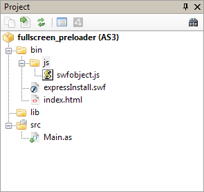 Folders structure of newly created AS3 project